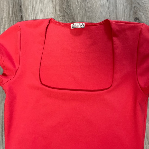 Free People Intimately Square Eyes Red Thong Bodysuit Size Small Square Neckline - Picture 7 of 7